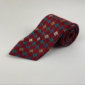 Daniel De Fasson Tie Mens Red Geometric